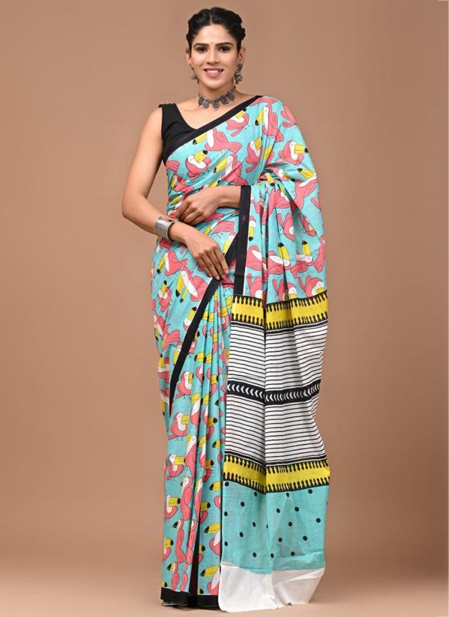 Cotton Multi Colour Casual Wear Printed Saree